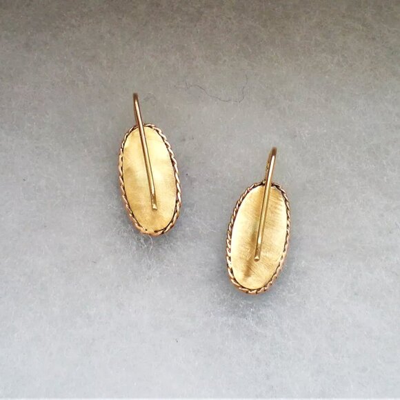 Vintage Solid 14K Yellow Gold Blue Lapis Lazuli Dangle Drop Pierced Earrings - Picture 6 of 7